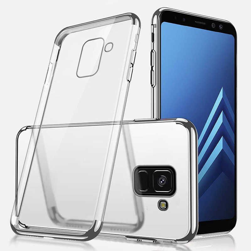 Samsung Galaxy J6 Plus Kılıf Dört Köşe Renkli Lazer Şeffaf Silikon Kapak (GLİTTER) Gri
