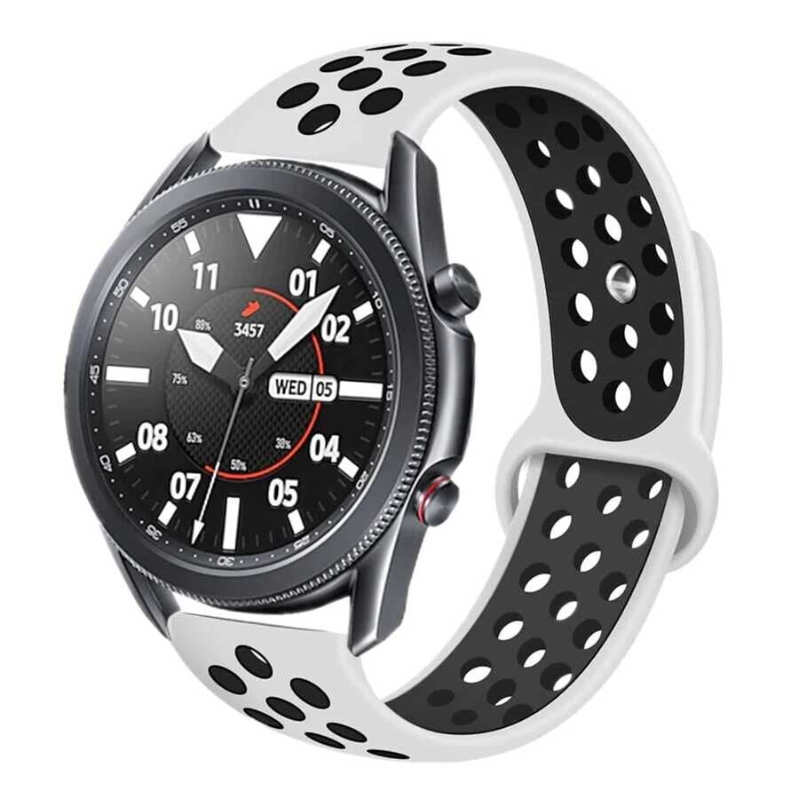 Xiaomi Amazfit GTR 47mm Silikon Kordon Kayış Tasarım (KRD-02) Kırmızı-Siyah