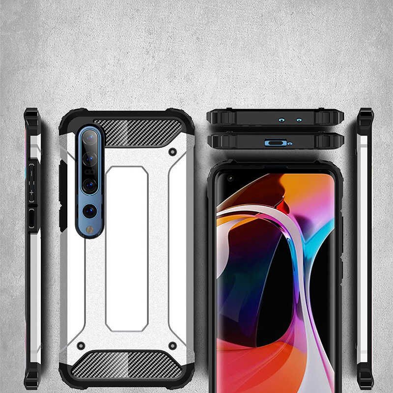 Xiaomi Mi 10 Kılıf Armor Köşe Korumalı Çift Katman Tank Zırh Kapak (CRASH) Kırmızı