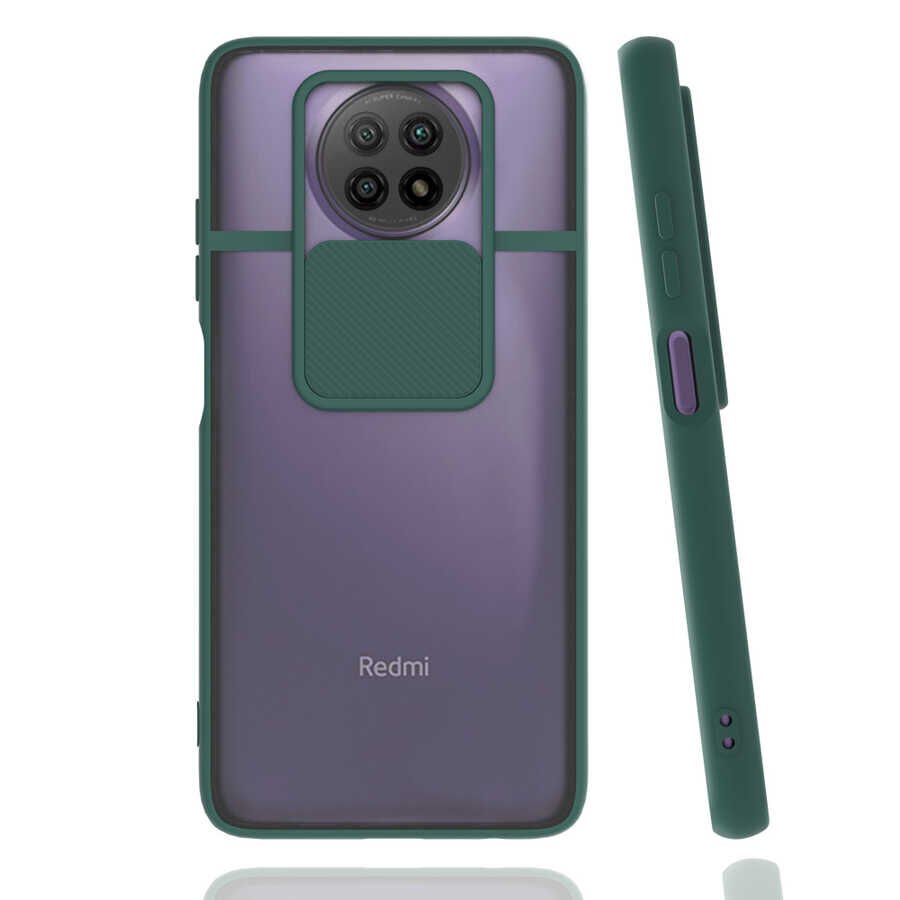 Xiaomi Redmi Note 9 5G Kılıf Slayt Sürgülü Kamera Korumalı Renkli Silikon Kapak Lacivert