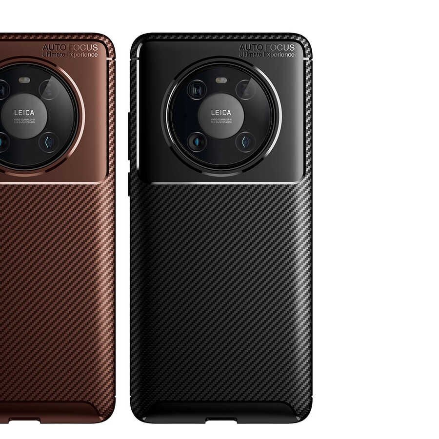 Huawei Mate 40 Pro Kılıf Kamera Çıkıntılı Karbon Fiber Dokulu Renk Atmaz Kapak (NEGRO) Siyah