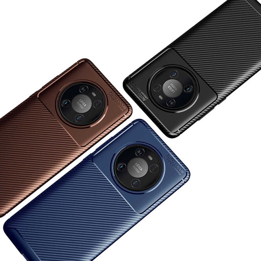 Huawei Mate 40 Pro Kılıf Kamera Çıkıntılı Karbon Fiber Dokulu Renk Atmaz Kapak (NEGRO) Siyah