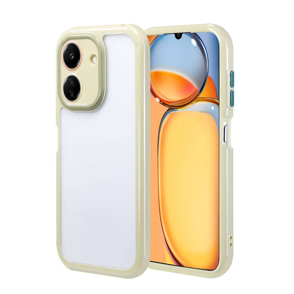 Xiaomi Poco C65 Kılıf Kamera Korumalı Renkli Kenar ve Çerçeve Tasarımlı Kapak (Vitamin) Yeşil