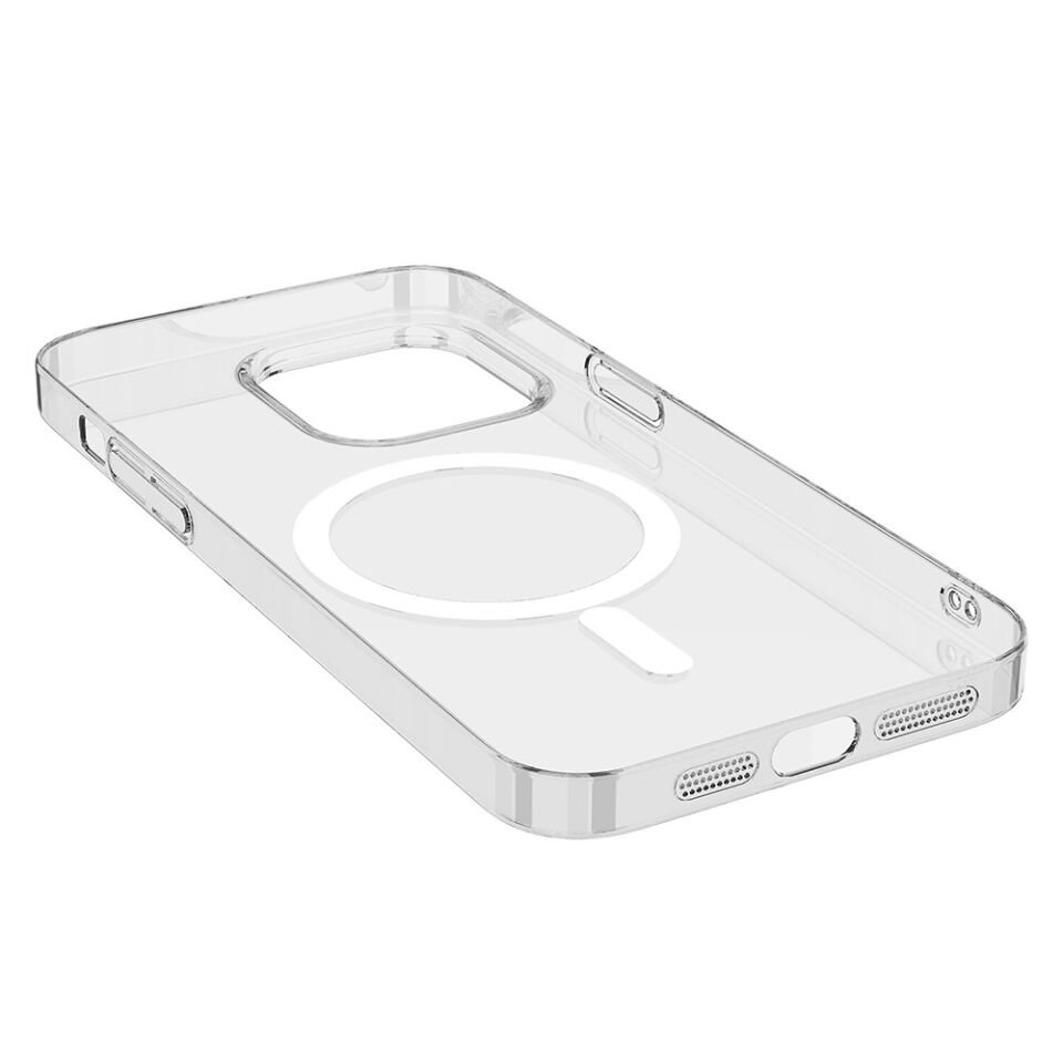 Apple iPhone 15 Kılıf HEPTEKİLETİŞİM Magsafe Şarj Özellikli Şeffaf Tek Kamera Çerçeveli Porto Kapak