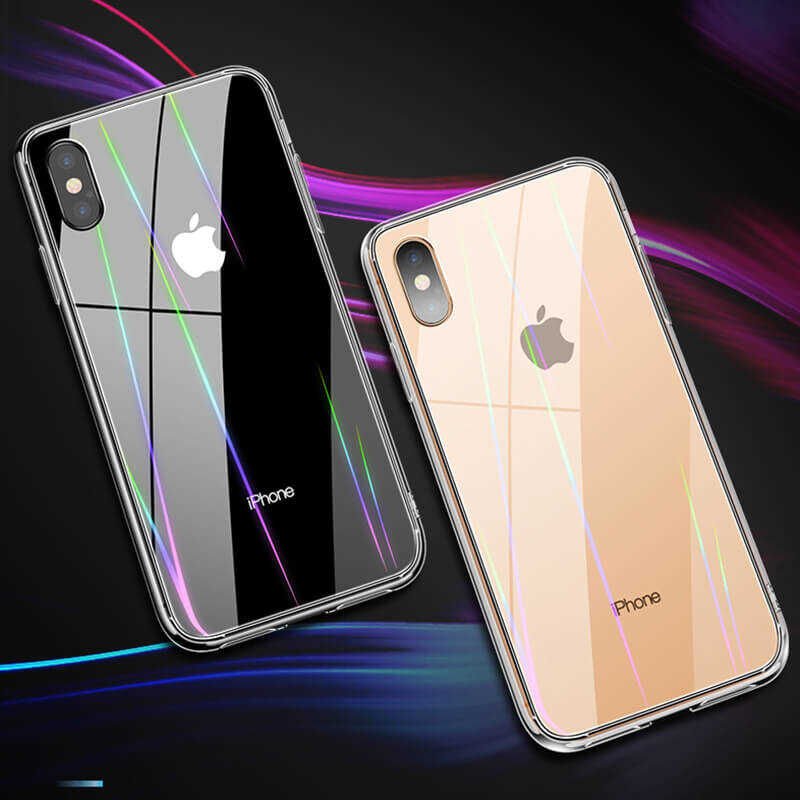 Apple  iPhone XR 6.1 Kılıf Şık Çizgili Arka Yüzey Tasarımlı Kapak (RAİNBOW) Renksiz