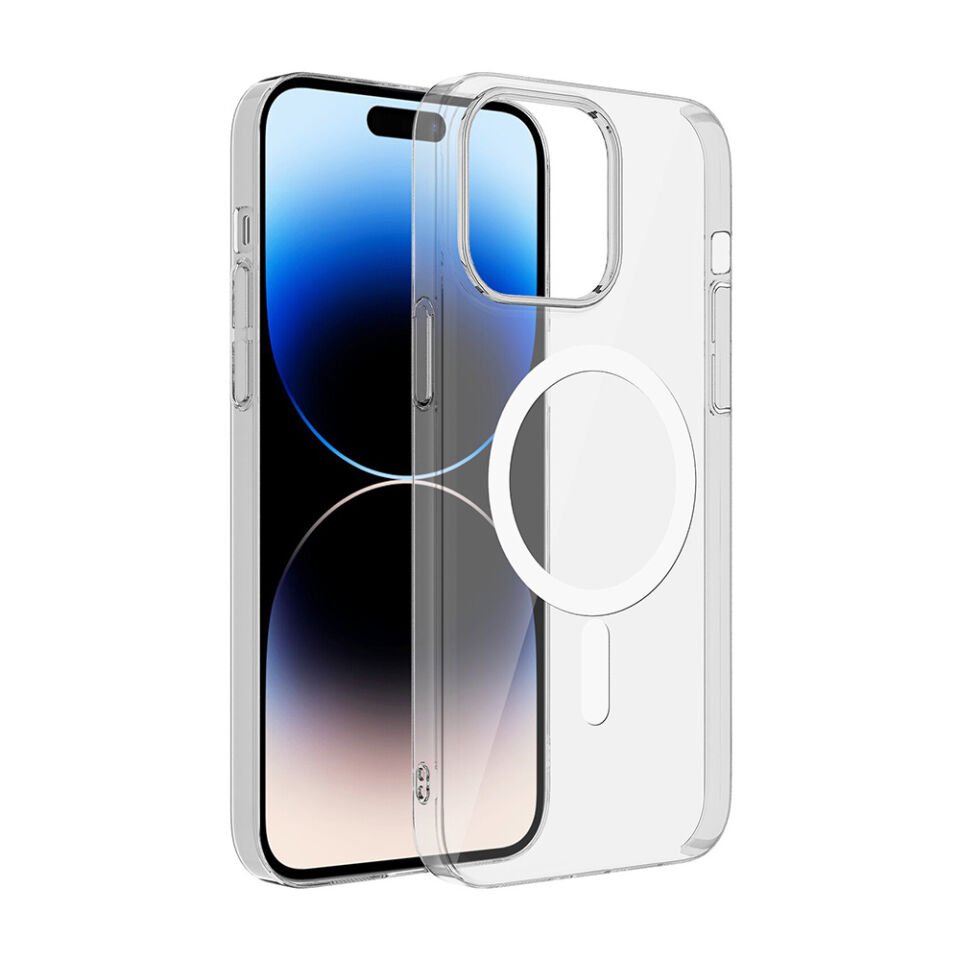 Apple iPhone 15 Plus Kılıf HEPTEKİLETİŞİM Magsafe Şarj Özellikli Şeffaf Tek Kamera Çerçeveli Porto Kapak