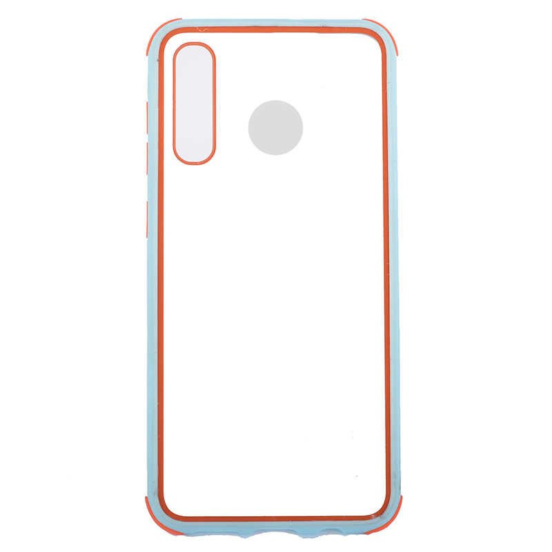 Samsung Galaxy A30 Kılıf Şeffaf Sert Plastik Arka Yüzey Tasarımlı Kapak (TİRON) Mavi Açık