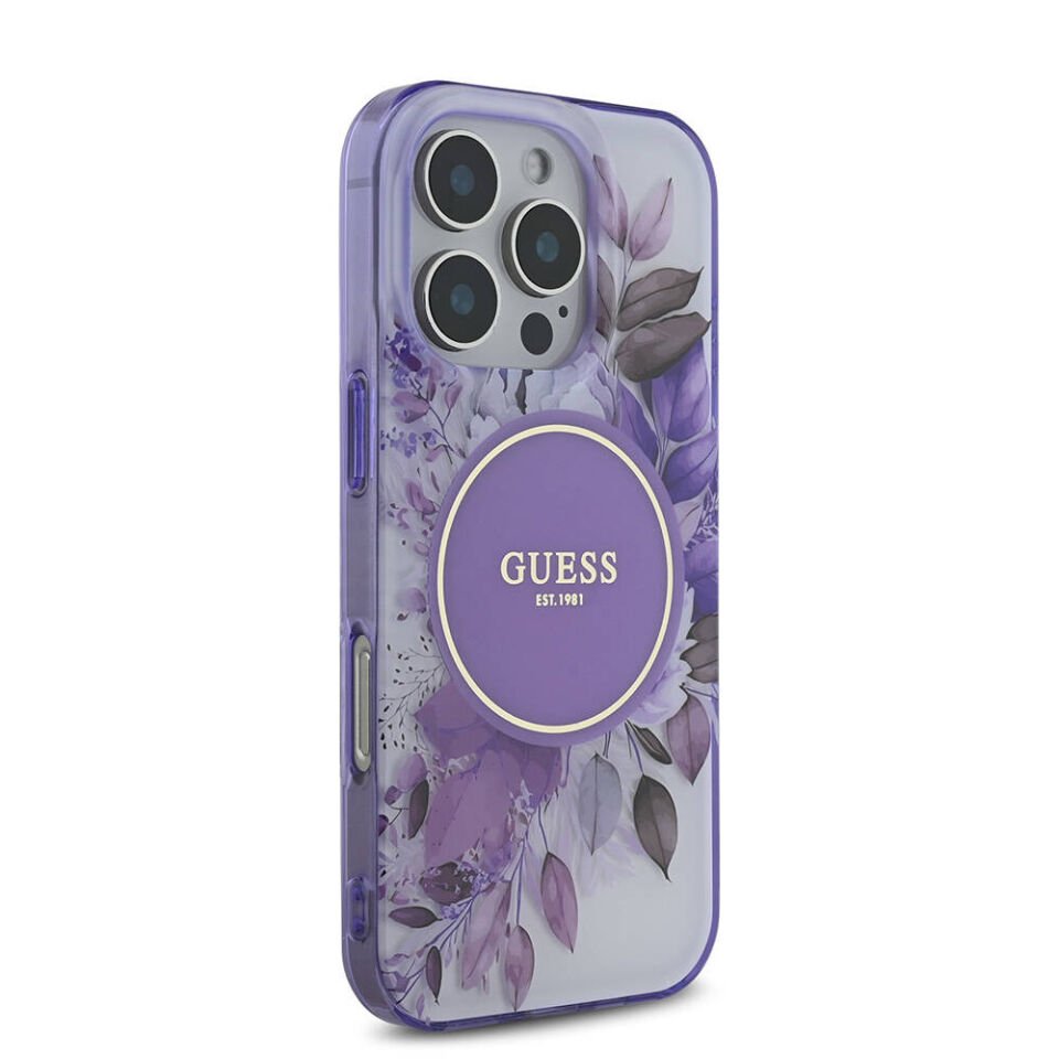 Apple iPhone 16 Pro Kılıf Guess Orjinal Lisanslı Magsafe Şarj Özellikli Flower Tonal Circle Kapak