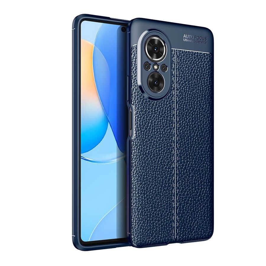 Huawei Nova 9 SE Kılıf Deri Görünümlü Renk Atmayan Dayanaklı Silikon Kapak (NİSS) Siyah