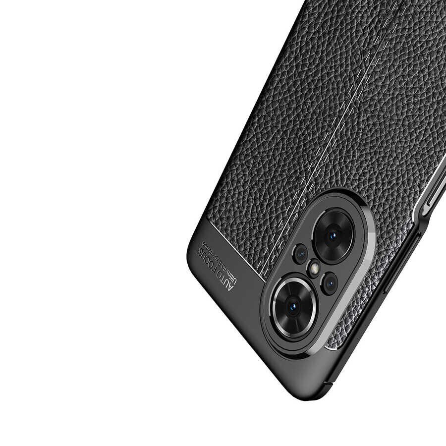 Huawei Nova 9 SE Kılıf Deri Görünümlü Renk Atmayan Dayanaklı Silikon Kapak (NİSS) Lacivert