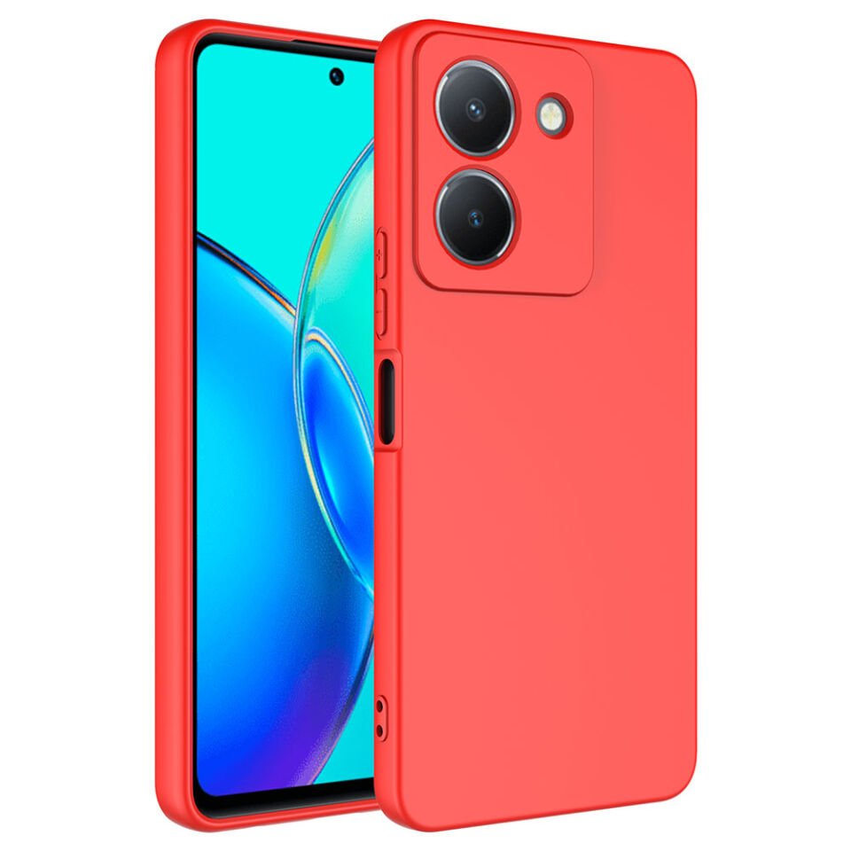 Vivo Y36 4G Kılıf Kadife İç Yüzey Yumuşak Dokulu Kamera Korumalı Kapak (MARA) Kırmızı