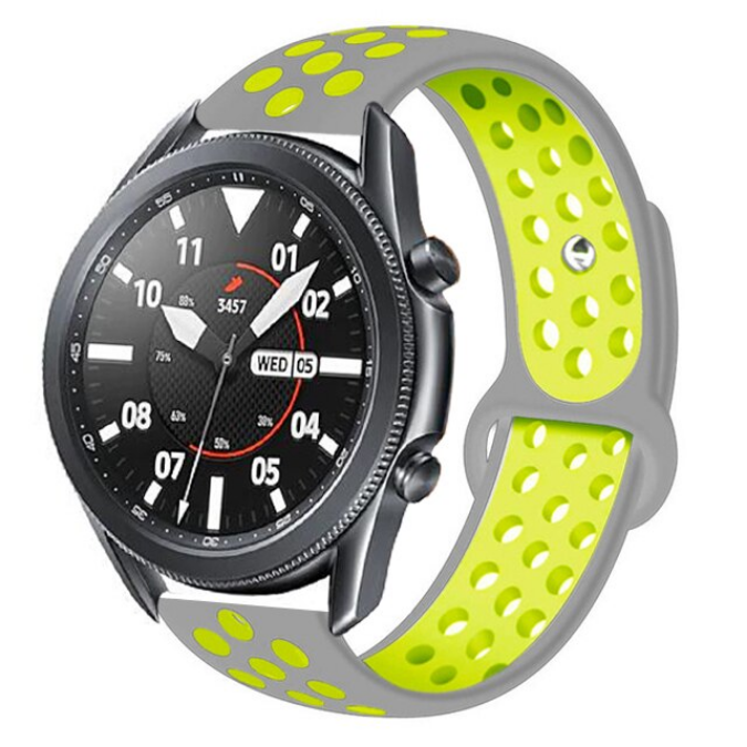 Xiaomi Amazfit GTR 47mm Silikon Kordon Kayış Tasarım (KRD-02) Gri-Sarı