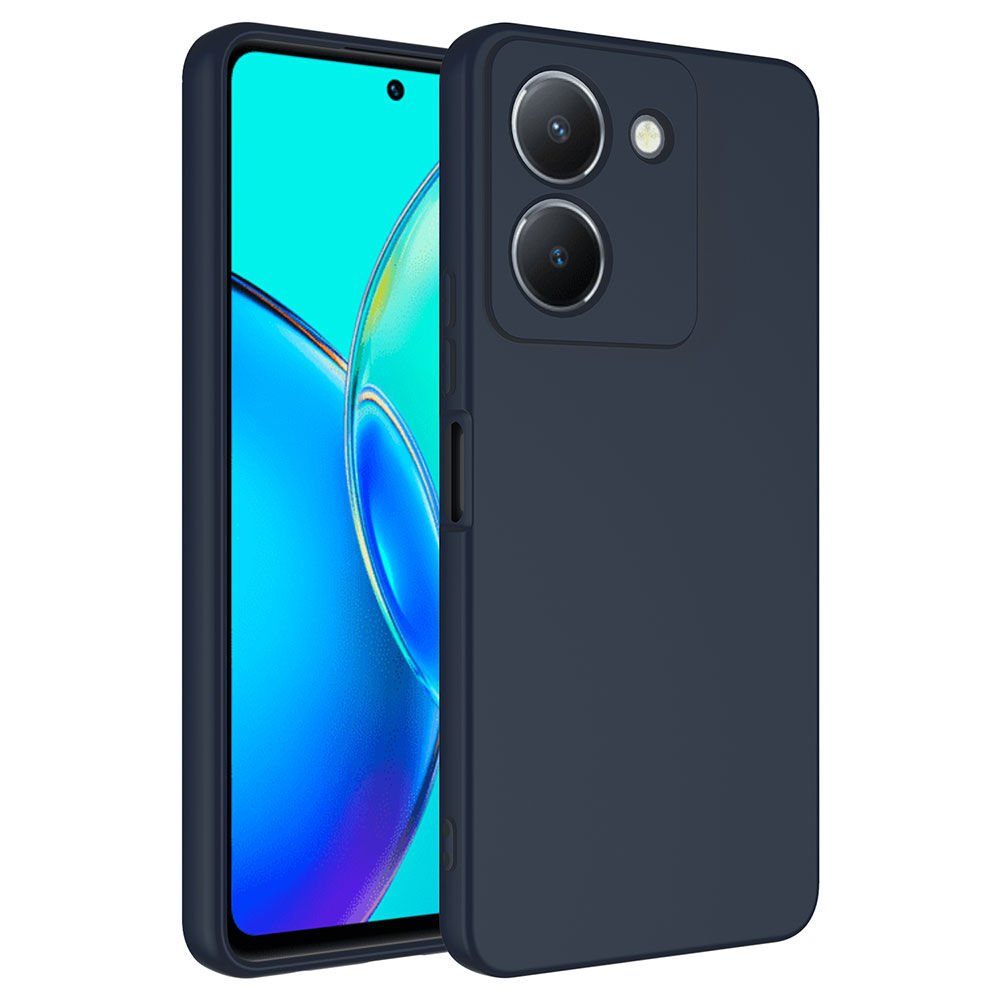 Vivo Y36 4G Kılıf Kadife İç Yüzey Yumuşak Dokulu Kamera Korumalı Kapak (MARA) Lacivert