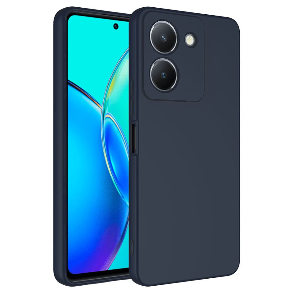 Vivo Y36 4G Kılıf Kadife İç Yüzey Yumuşak Dokulu Kamera Korumalı Kapak (MARA) Lacivert