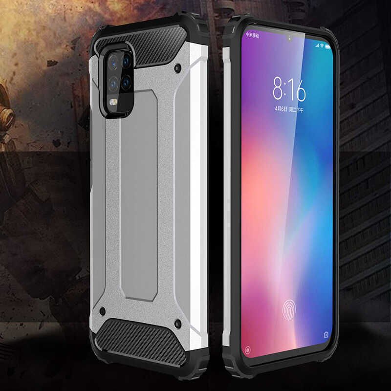 Xiaomi Mi 10 Lite Kılıf Armor Köşe Korumalı Çift Katman Tank Zırh Kapak (CRASH) Siyah