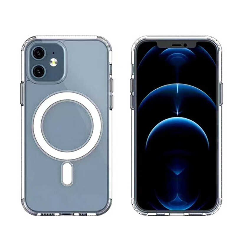 Apple iPhone 11 Kılıf Magsafe Wireless Kablosuz Şarj Destekli Sert Şeffaf Kapak (Tacsafe) Renksiz