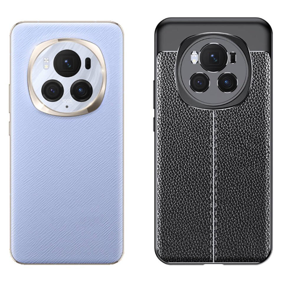 Honor Magic 6 Pro Kılıf Deri Görünümlü Renk Atmayan Dayanaklı Silikon Kapak (NİSS) Siyah