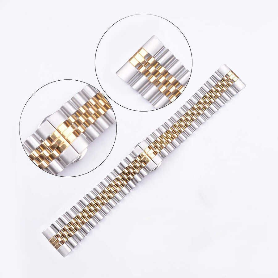 Huawei GT2 46mm (22mm) Metal Kordon Göz Alıcı Tasarım (KRD-36) Gümüş-Rosegold