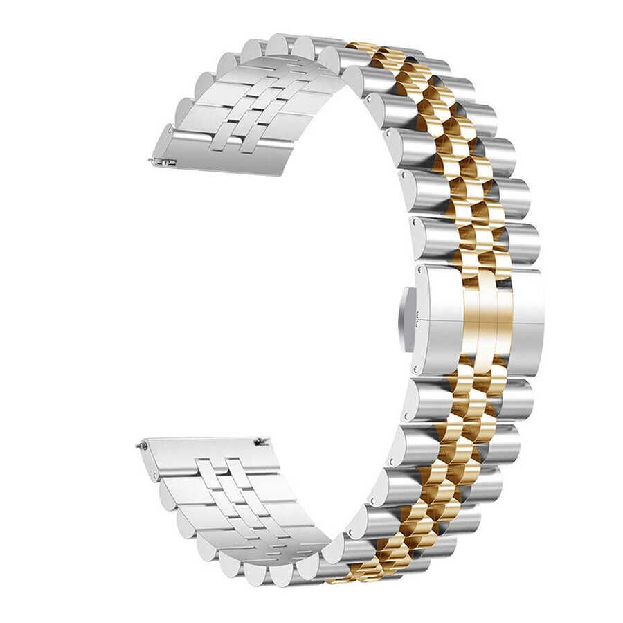 Huawei GT2 46mm (22mm) Metal Kordon Göz Alıcı Tasarım (KRD-36) Gümüş-Rosegold