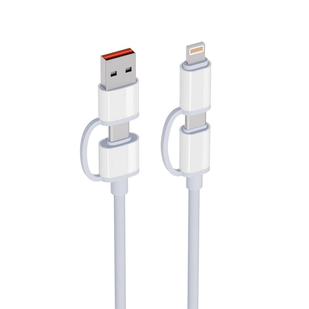 HEPTEKİLETİŞİM Deira Silikon Dış Yüzey Tasarımlı 4in1 A+C to C+L Kablo 1M