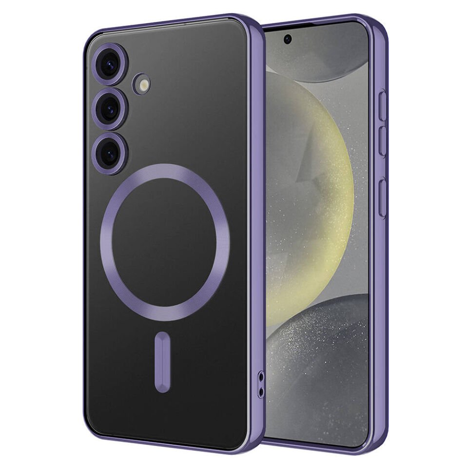 Samsung Galaxy S24 Plus Kılıf Kamera Lens Korumalı Magsafe Şarj Destekli Şeffaf Renkli Kapak (DEMRE) Lacivert