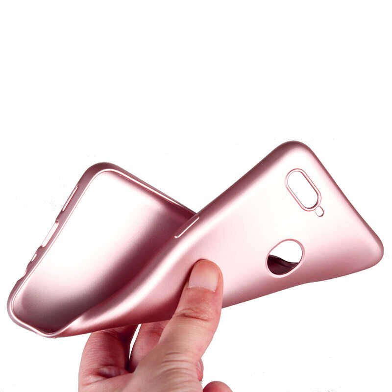 Oppo A12 Kılıf Yumuşak Dokulu Soft Esnek İnce Mat Renkli Silikon Kapak (PREMİER) Rose Gold