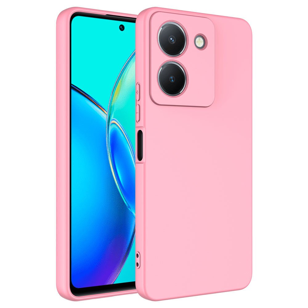 Vivo Y36 4G Kılıf Kadife İç Yüzey Yumuşak Dokulu Kamera Korumalı Kapak (MARA) Pembe