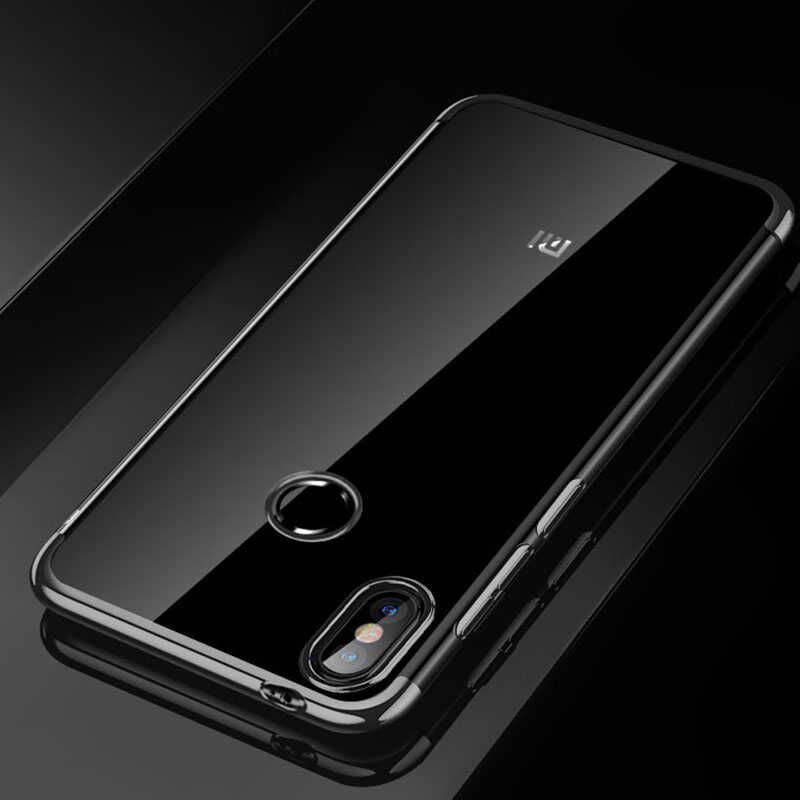 Xiaomi Mi A2 Lite Kılıf Dört Köşe Renkli Lazer Şeffaf Silikon Kapak (GLİTTER) Siyah