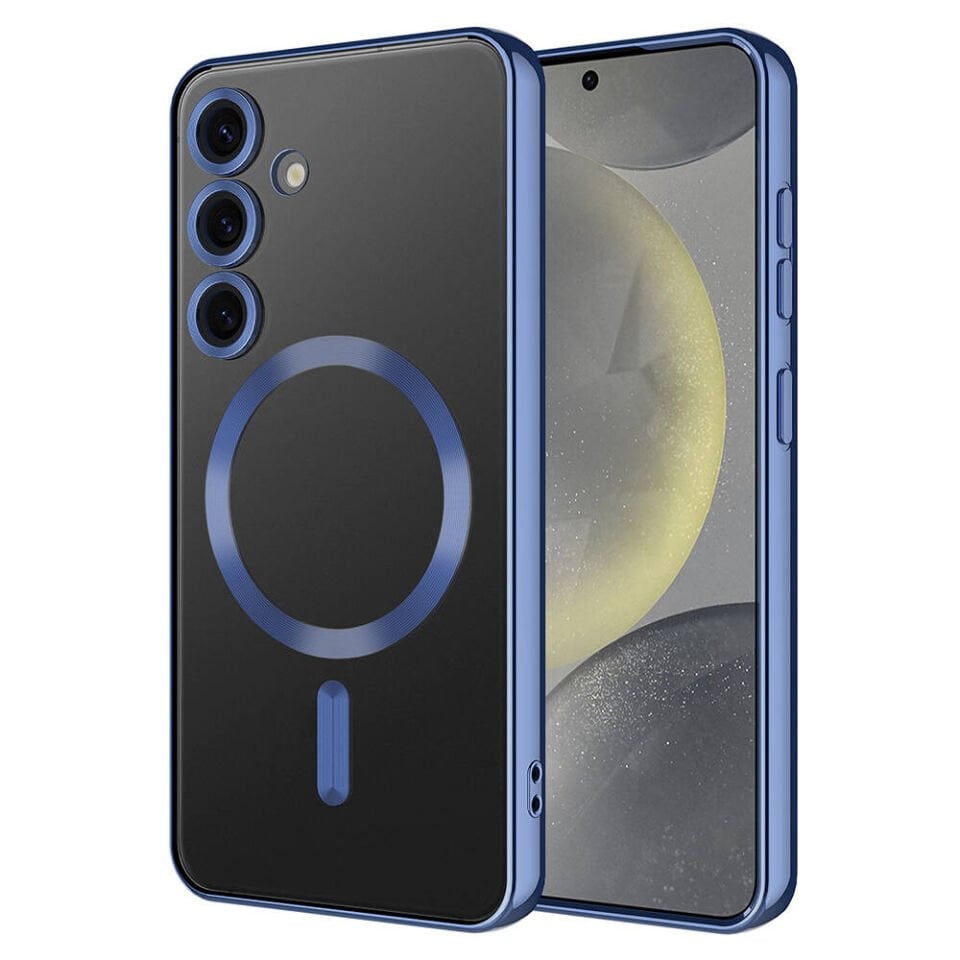 Samsung Galaxy S24 Plus Kılıf Kamera Lens Korumalı Magsafe Şarj Destekli Şeffaf Renkli Kapak (DEMRE) Koyu Yeşil