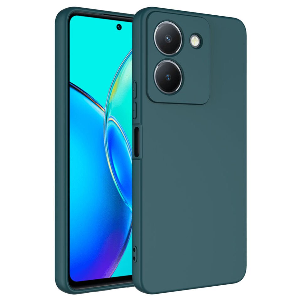 Vivo Y36 4G Kılıf Kadife İç Yüzey Yumuşak Dokulu Kamera Korumalı Kapak (MARA) Koyu Yeşil