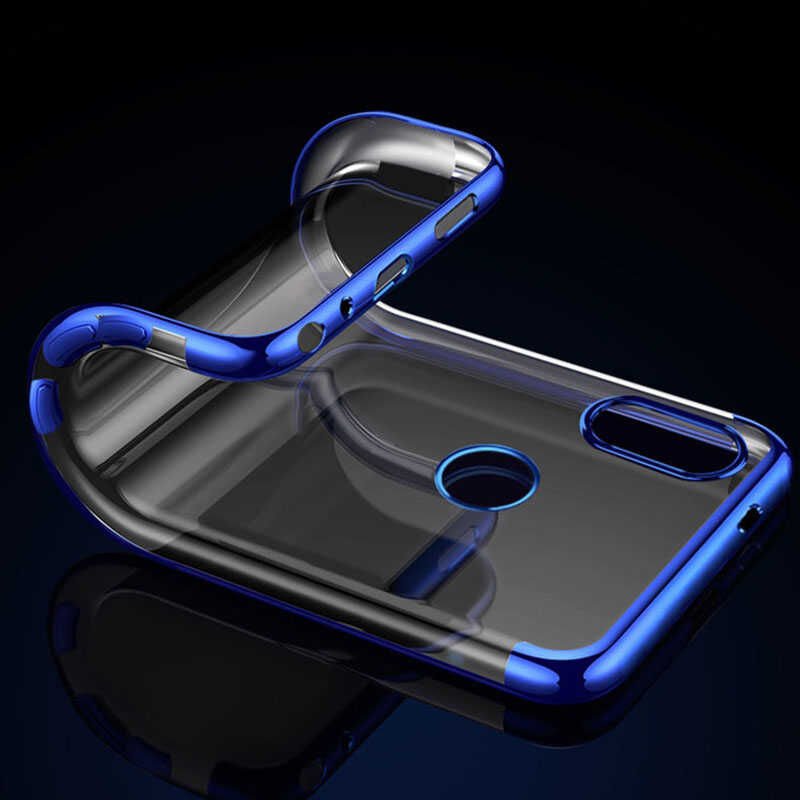 Xiaomi Mi A2 Lite Kılıf Dört Köşe Renkli Lazer Şeffaf Silikon Kapak (GLİTTER) Kırmızı