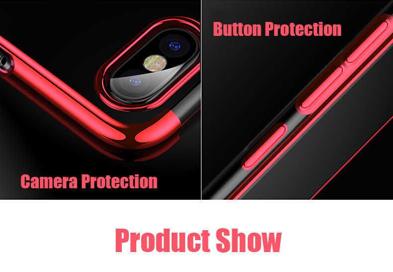 Xiaomi Mi A2 Lite Kılıf Dört Köşe Renkli Lazer Şeffaf Silikon Kapak (GLİTTER) Kırmızı