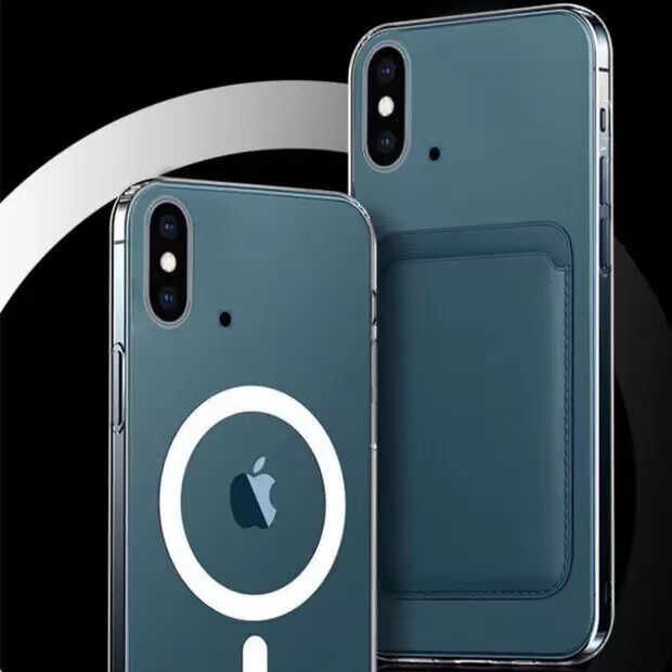 Apple  iPhone X Kılıf Magsafe Wireless Kablosuz Şarj Destekli Sert Şeffaf Kapak (Tacsafe) Renksiz