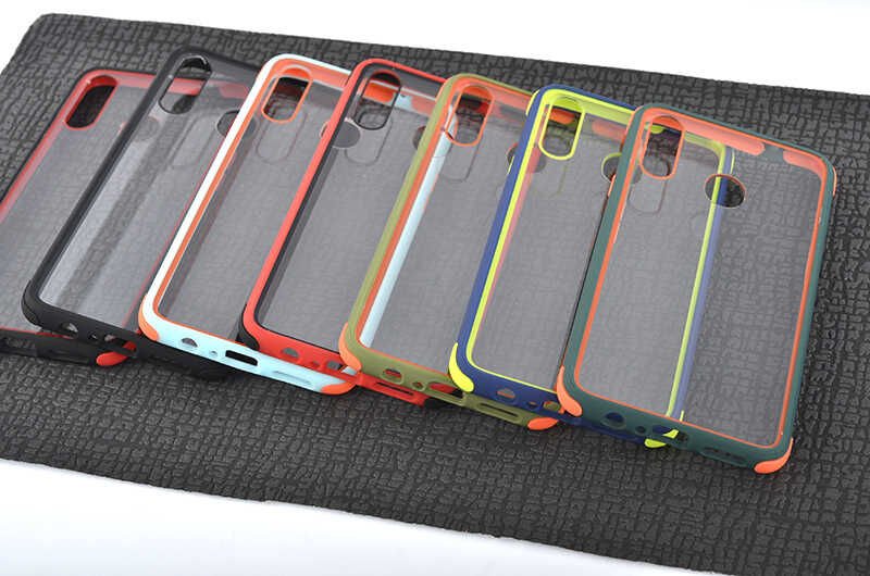 Samsung Galaxy A20S Kılıf Şeffaf Sert Plastik Arka Yüzey Tasarımlı Kapak (TİRON) Siyah