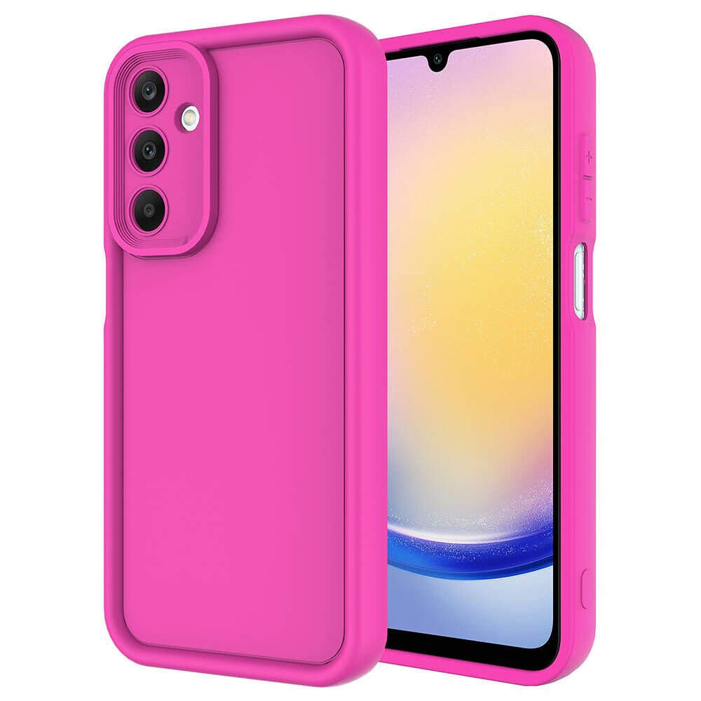 Samsung Galaxy A25 Kılıf Mat Yüzeyli Kamera Korumalı Silikon Kapak (Ananas) Pembe Koyu