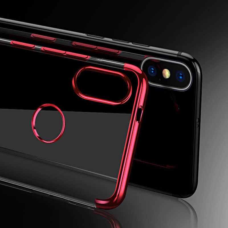 Xiaomi Mi A2 Lite Kılıf Dört Köşe Renkli Lazer Şeffaf Silikon Kapak (GLİTTER) Gold