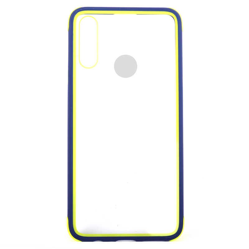 Samsung Galaxy A20S Kılıf Şeffaf Sert Plastik Arka Yüzey Tasarımlı Kapak (TİRON) Lacivert