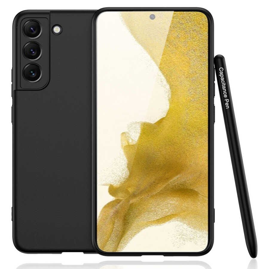 Samsung Galaxy S22 Kılıf Mat Görünümlü İnce Tasarımlı Kalemli Ays Kapak Siyah