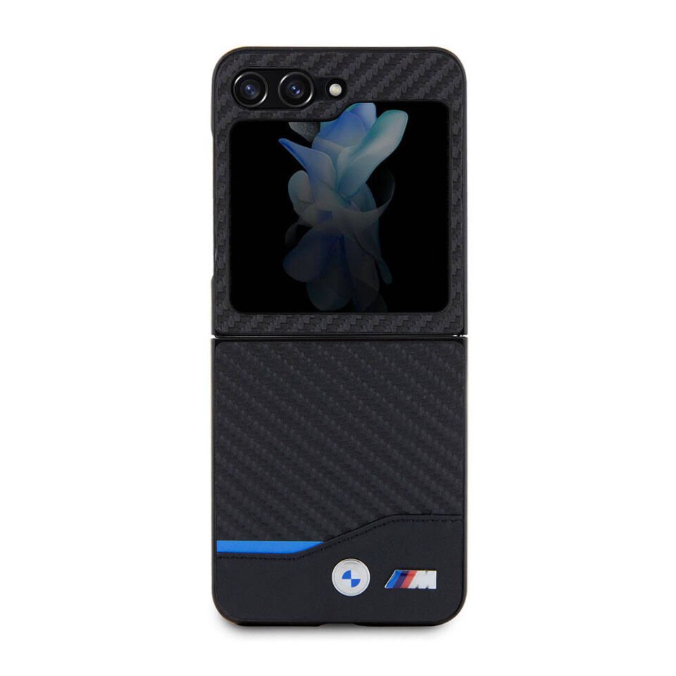 Samsung Galaxy Z Flip 5 Kılıf BMW Orjinal Lisanslı M Logolu PU Karbon Kapak