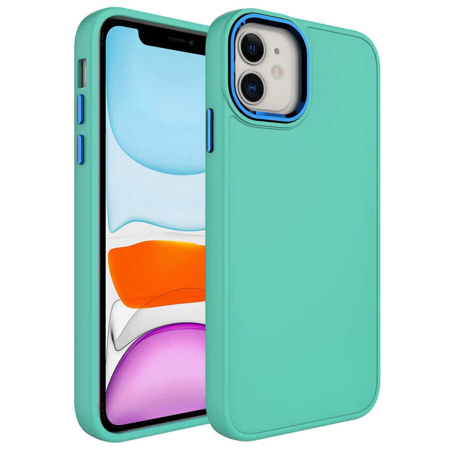 Apple iPhone 11 Kılıf Metal Çerçeve ve Buton Tasarımlı Silikon HEPTEKİLETİŞİM Luna Kapak