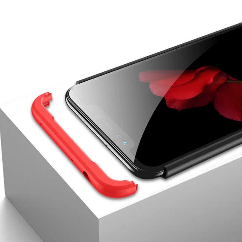 Xiaomi Redmi Note 6 Pro Kılıf 360 Tam Koruma Ön Ve Arka Sert Mika Kapak Orjinal Ays Gkk Kapak Siyah-Kırmızı