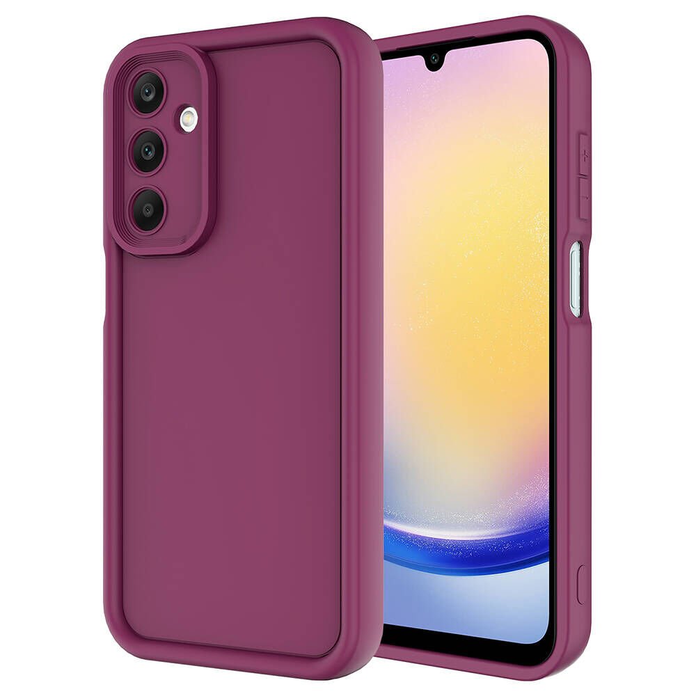 Samsung Galaxy A25 Kılıf Mat Yüzeyli Kamera Korumalı Silikon Kapak (Ananas) Mürdüm