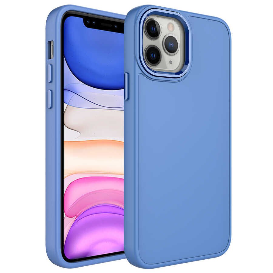 Apple iPhone 12 Pro Kılıf Metal Çerçeve ve Buton Tasarımlı Silikon HEPTEKİLETİŞİM Luna Kapak
