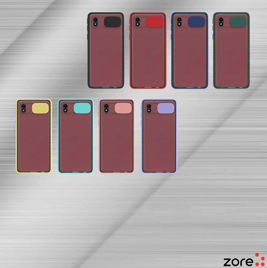Samsung Galaxy A01 Core Kılıf Slayt Sürgülü Kamera Korumalı Renkli Silikon Kapak Turkuaz