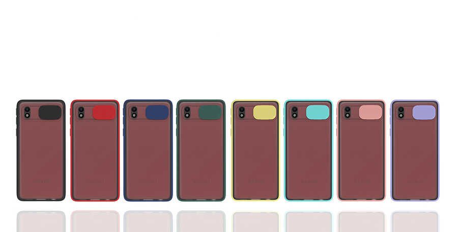 Samsung Galaxy A01 Core Kılıf Slayt Sürgülü Kamera Korumalı Renkli Silikon Kapak Turkuaz
