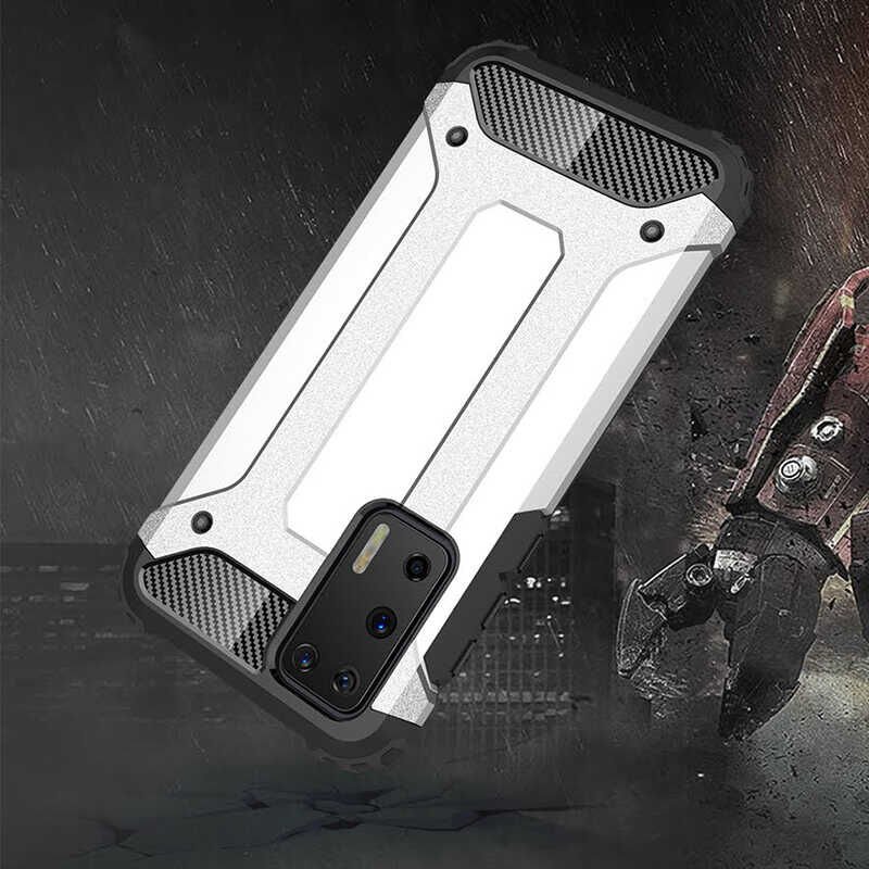 Huawei P40 Kılıf Armor Köşe Korumalı Çift Katman Tank Zırh Kapak (CRASH) Mavi