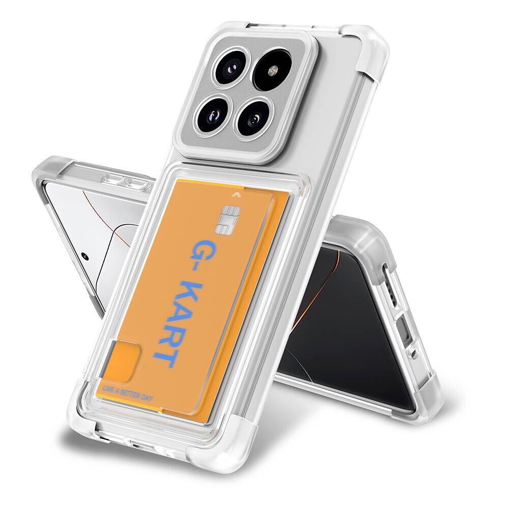 Xiaomi Mi 14 Pro Kılıf Airbag Tasarımlı Şeffaf Kartlıklı HEPTEKİLETİŞİM G-Kart Kapak