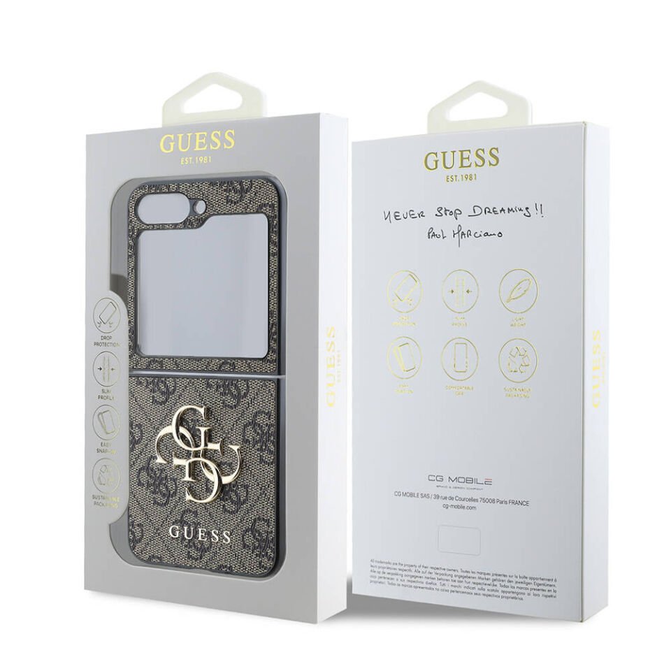 Samsung Galaxy Z Flip 6 Kılıf Guess Orjinal Lisanslı Leather Metal Logo Kapak