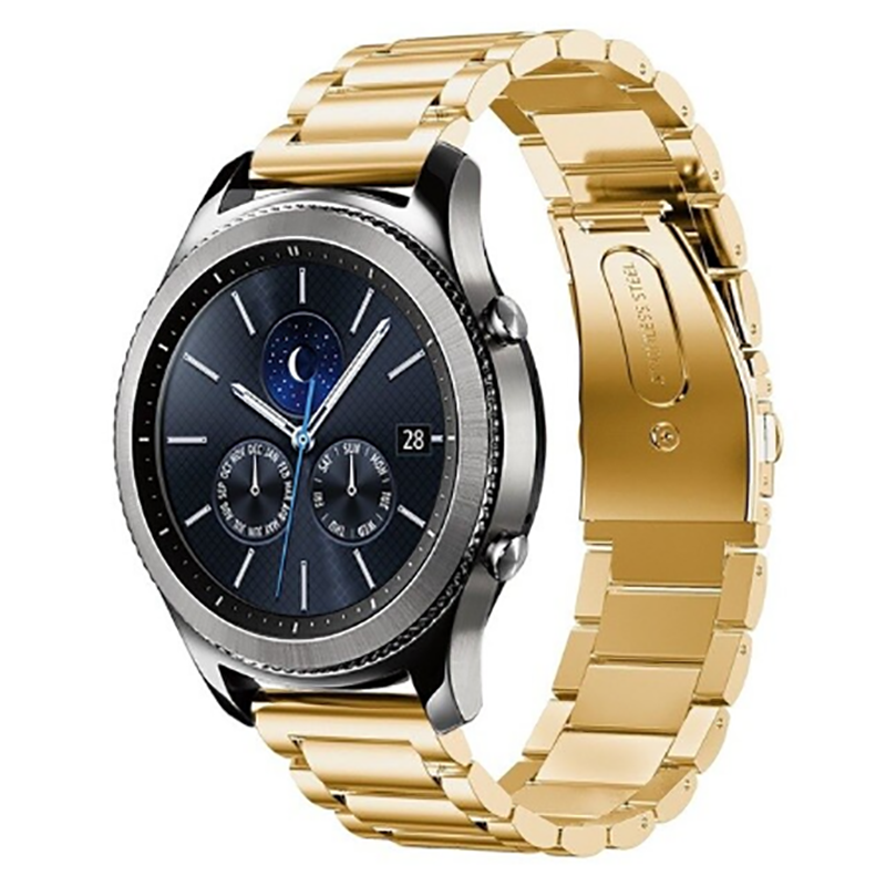 Samsung Galaxy Watch 3 45mm/samsung Gear S3/watch S4 Metal Kordon Paslanmaz Çelik Tasarım (KRD-04) Gold
