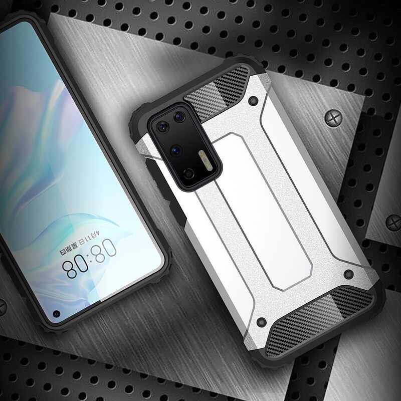 Huawei P40 Kılıf Armor Köşe Korumalı Çift Katman Tank Zırh Kapak (CRASH) Gold